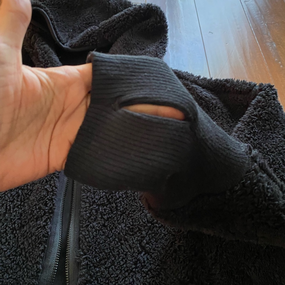 Athleta Black Sherpa Reversible Hoodie Jacket Sz S - Picture 8 of 10